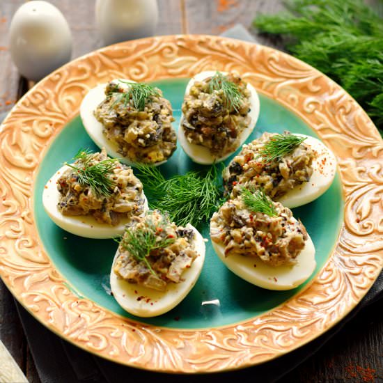 Deviled Eggs with Mushrooms - Recipe photo by FreeFoodTips