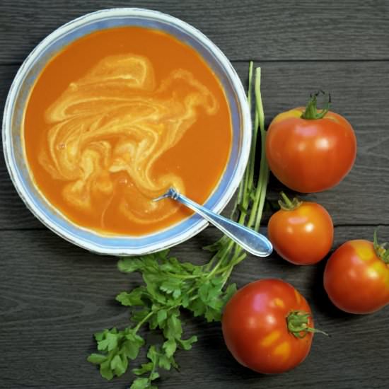 Fresh Tomato Soup - Recipe photo by Flipped-Out Food