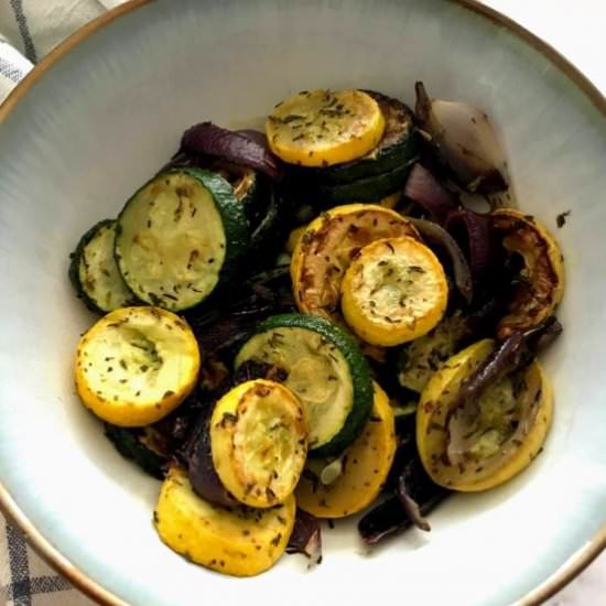 Roasted Summer Squash and Zucchini - Recipe photo by Nosh Nourish Wander