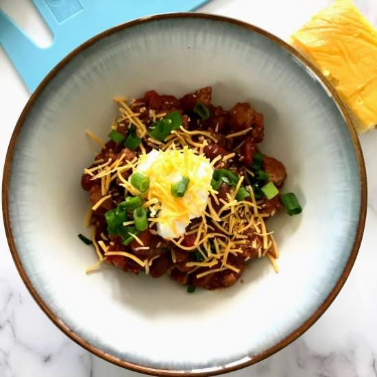 Slow Cooker Turkey Chili - Recipe photo by Nosh Nourish Wander