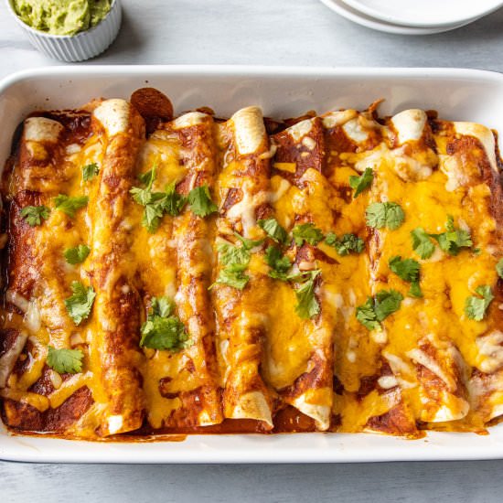 Carnitas Enchiladas - Recipe photo by MeganVsKitchen