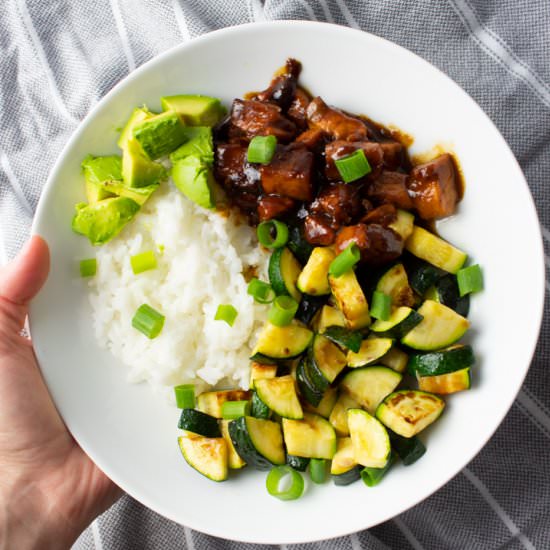 One-Pan Teriyaki Salmon Bowls (AIP) - Recipe photo by HurriedHealthNut