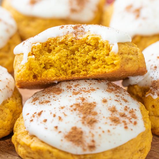 Soft Frosted Vegan Pumpkin Cookies - Recipe photo by plant.well