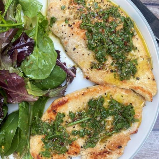 Keto Chimichurri Chicken Cutlets - Recipe photo by lowcarbsimplified