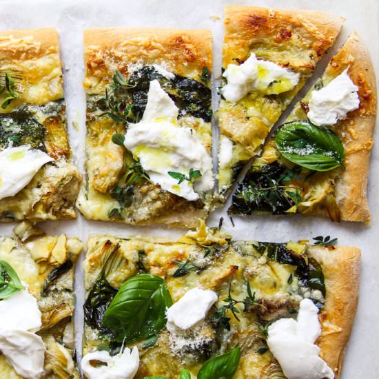 Easy Spinach Artichoke Pizza - Recipe photo by carbgirl