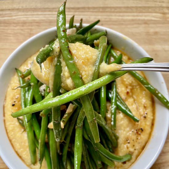 Miso Polenta with Sautéed Greens - Recipe photo by onthebias
