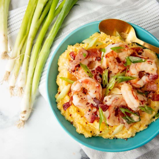 Shrimp and Grits for One - Recipe photo by wholefully