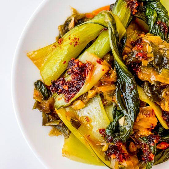Sweet Leeks and Ginger Bok Choy - Recipe photo by bakeroise
