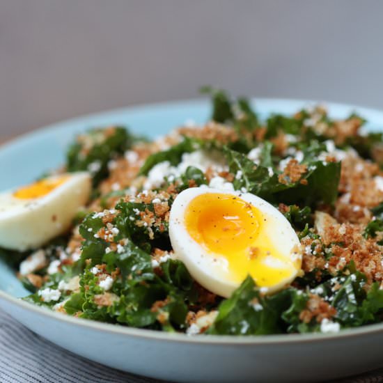 Kale Salad w/ Garlicky Panko & Feta - Recipe photo by flavor-feed
