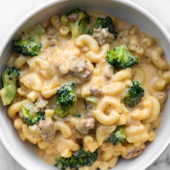 Broccoli and Chorizo Mac and Cheese - Recipe photo by The Endless Meal