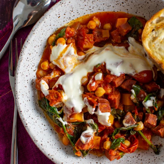 Chorizo Chickpea Stew - Recipe photo by AnotherFoodBlogger