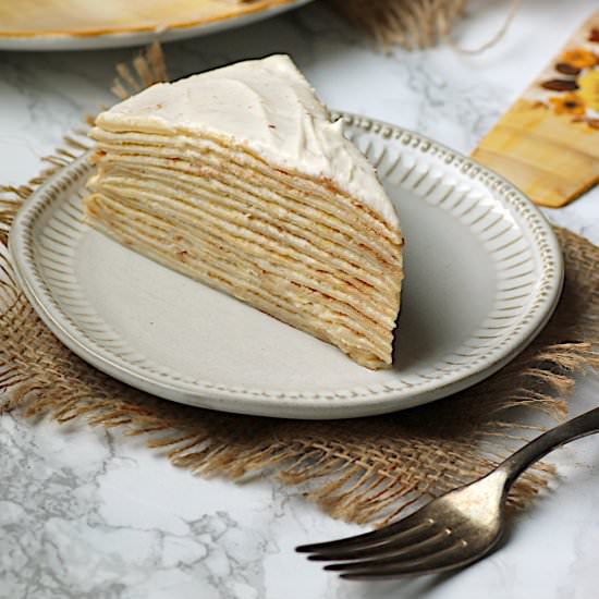 Pumpkin Spice Crepe Cake - Recipe photo by DomesticDreamboat