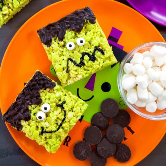 Frankenstein Rice Krispies Treats - Recipe photo by browniebites