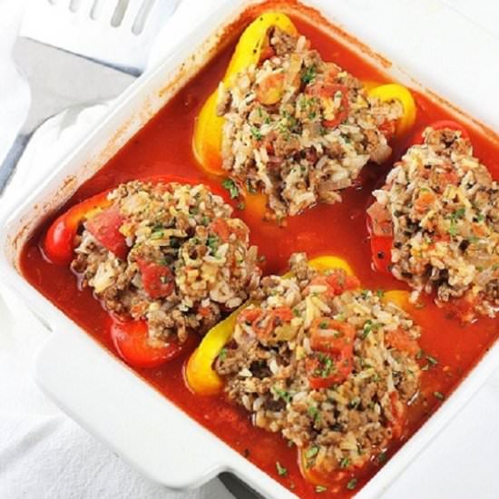 saucy stuffed bell peppers - Recipe photo by nowcookthis