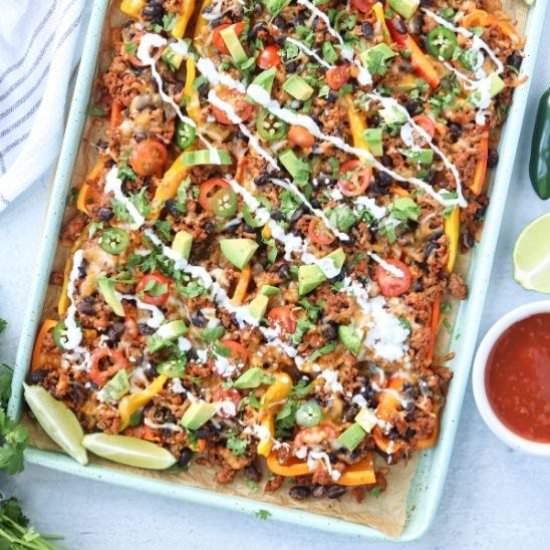 Loaded Mini Pepper Nachos - Recipe photo by whollytasteful