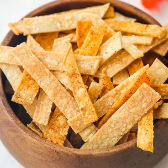 Baked Tortilla Strips - Recipe photo by toaster oven love