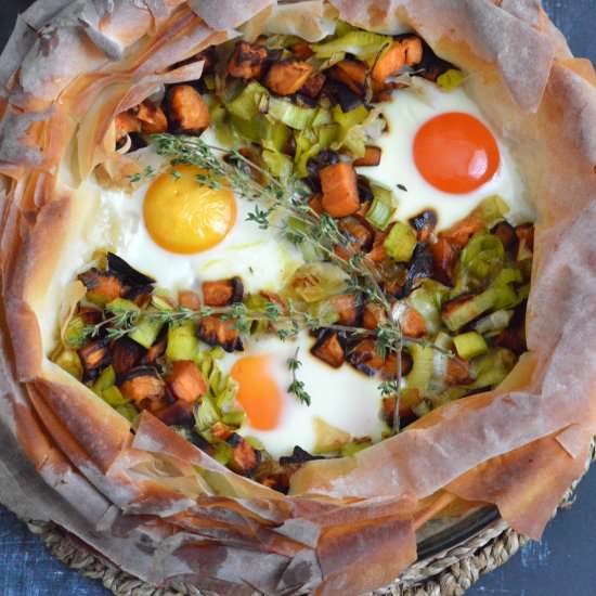 Leek & Sweet Potato Filo Pie - Recipe photo by Mummys FastandEasy