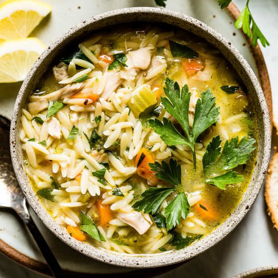 Lemon Chicken Orzo Soup - Recipe photo by The Endless Meal