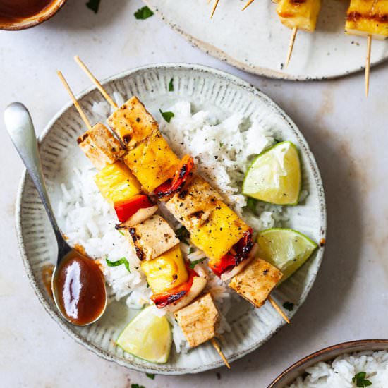 BBQ Pineapple and Tofu Skewers - Recipe photo by vibrantplate
