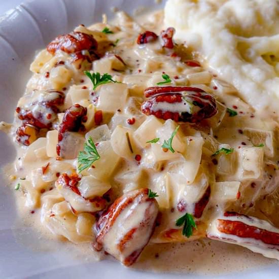 Chicken In Brandy Pecan Cream Sauce - Recipe photo by NotEntirelyAverage