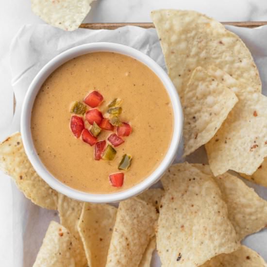 Nut Free Vegan Queso - Recipe photo by Donut Worry Be Healthy