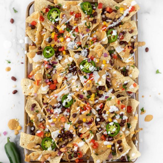 Loaded Plant Based Nachos - Recipe photo by Donut Worry Be Healthy
