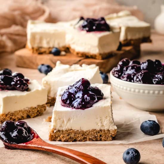 BLUEBERRY GOAT CHEESE CHEESECAKE BA - Recipe photo by kickassbaker