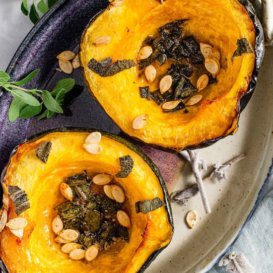 Maple Roasted Acorn Squash - Recipe photo by tastythriftytimely