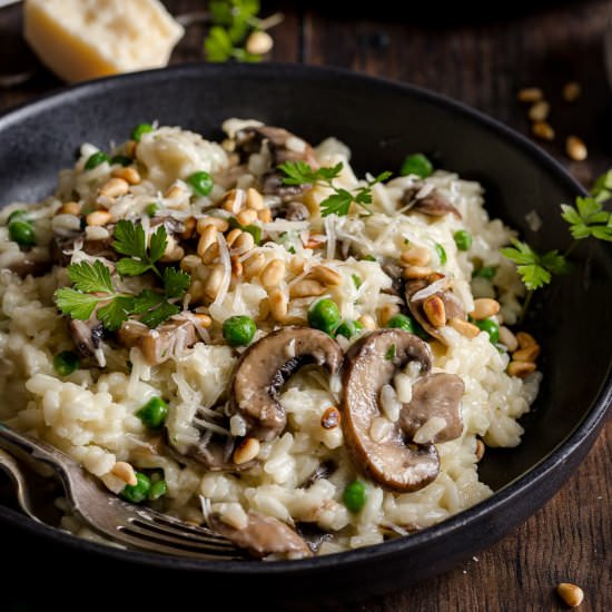 Mushroom and Pea Risotto - Recipe photo by The Last Food Blog