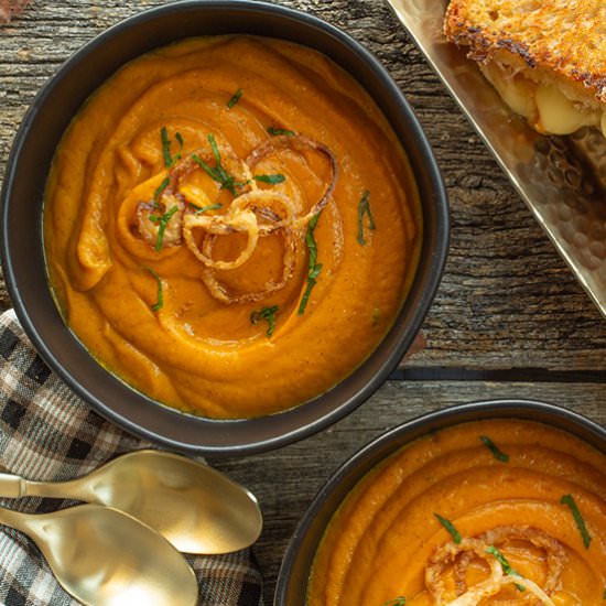 Oven Roasted Carrot & Shallot Soup - Recipe photo by tenpoundcakecompany