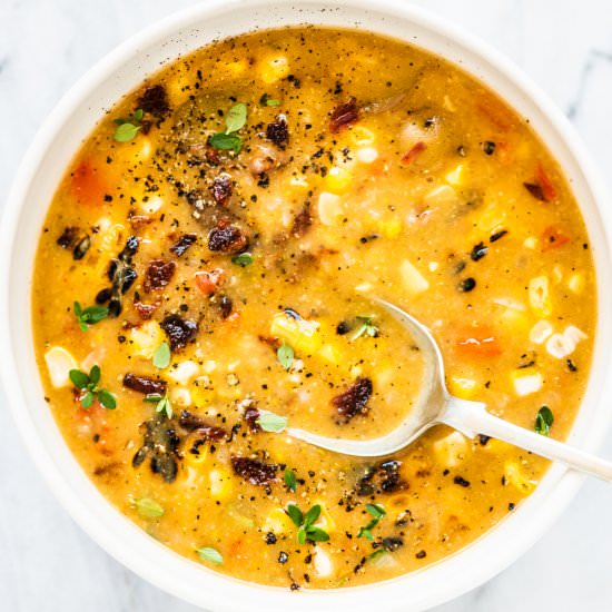 Healthy Grilled Corn Chowder - Recipe photo by The Endless Meal