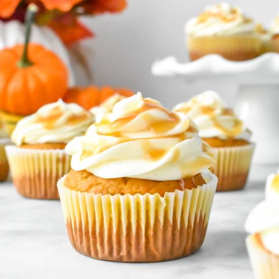 Pumpkin Cupcakes with Cream Cheese - Recipe photo by Herbs and Flour