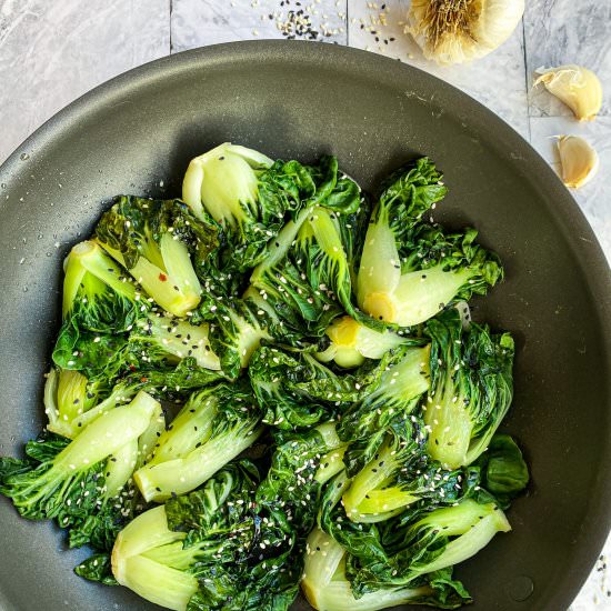 Sesame-Garlic Baby Bok Choy - Recipe photo by TastefullyGrace