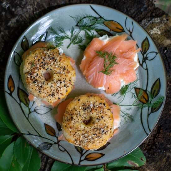 Mini Bagels with Smoked Salmon (GF) - Recipe photo by thelibrarykitchen