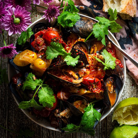 Michelada Mussels - Recipe photo by rhubarbandcod