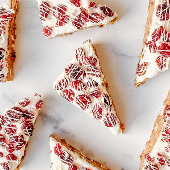 Gluten-Free Cranberry Bliss Bars - Recipe photo by rebeccataig.com