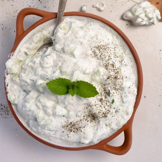 Lebanese Cucumber Yoghurt Salad - Recipe photo by Plant Based Folk