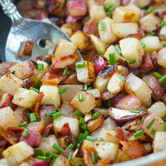 Fried Turnips & Radishes with Bacon - Recipe photo by MyLifeCookbook
