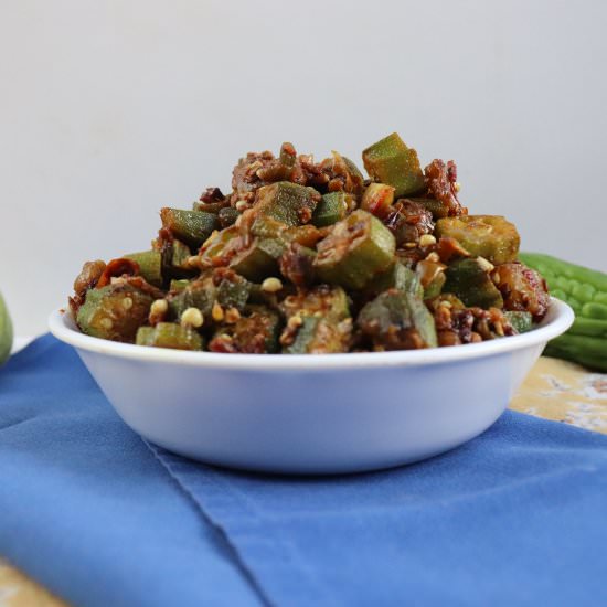 Bitter Melon Bhindi Masala - Recipe photo by veryveganval
