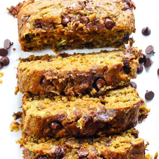 Pumpkin Chocolate Zucchini Bread - Recipe photo by Fitty Foodlicious