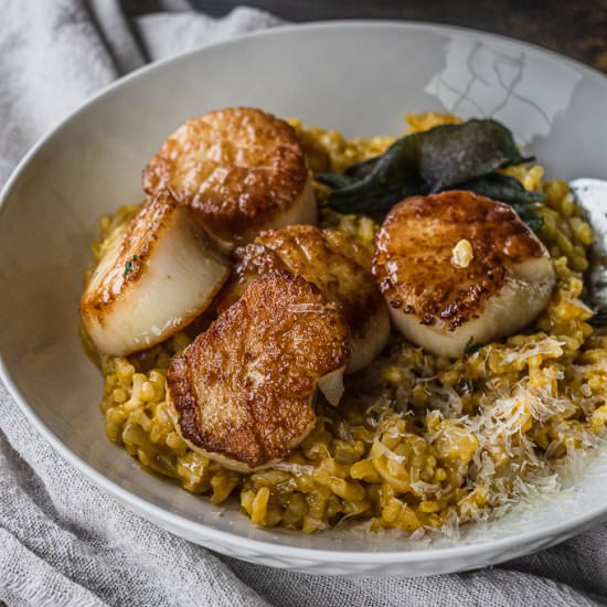 Maple Butter Scallops & Risotto - Recipe photo by thedanareneeway