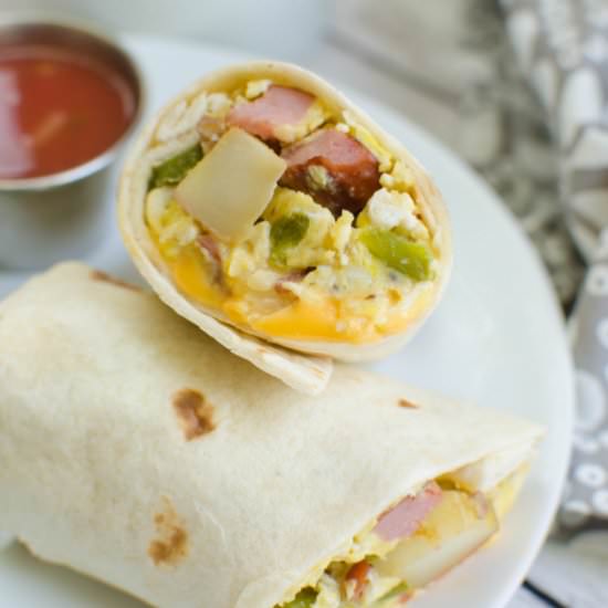 Kielbasa & Potato Breakfast Burrito - Recipe photo by fakeginger