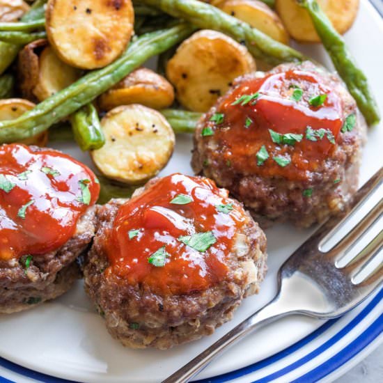 Old Fashioned Mini Meatloaf Recipe - Recipe photo by Two Healthy Kitchens