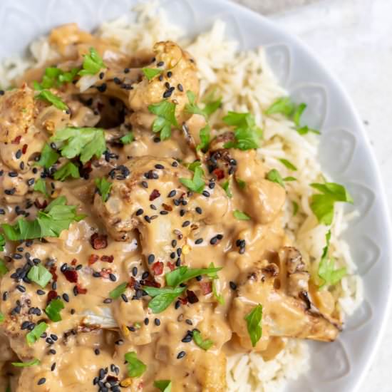 Roasted Cauliflower in Peanut Sauce - Recipe photo by veggie desserts