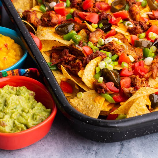 Super Tasty BBQ Chicken Nachos - Recipe photo by dishnthekitchen