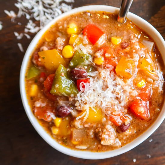 Stuffed Pepper Crockpot Soup - Recipe photo by StaceyLives