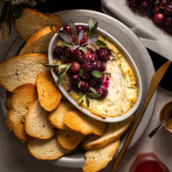 Baked Goat Cheese Dip with Grapes - Recipe photo by rhubarbandcod