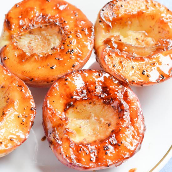 Grilled Peaches With Greek Yogurt - Recipe photo by fitmealideas