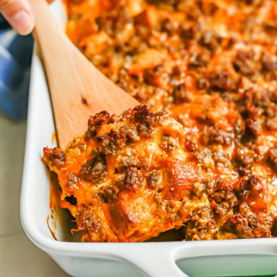 Classic sausage and egg casserole - Recipe photo by Family Food on the Table