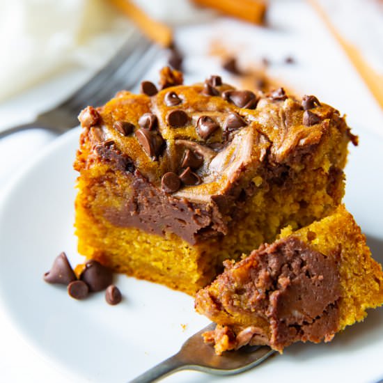Chocolate Swirled Pumpkin Bars - Recipe photo by pumpkinnspice